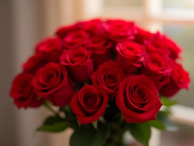 Magandang pulutong ng pulang rosas